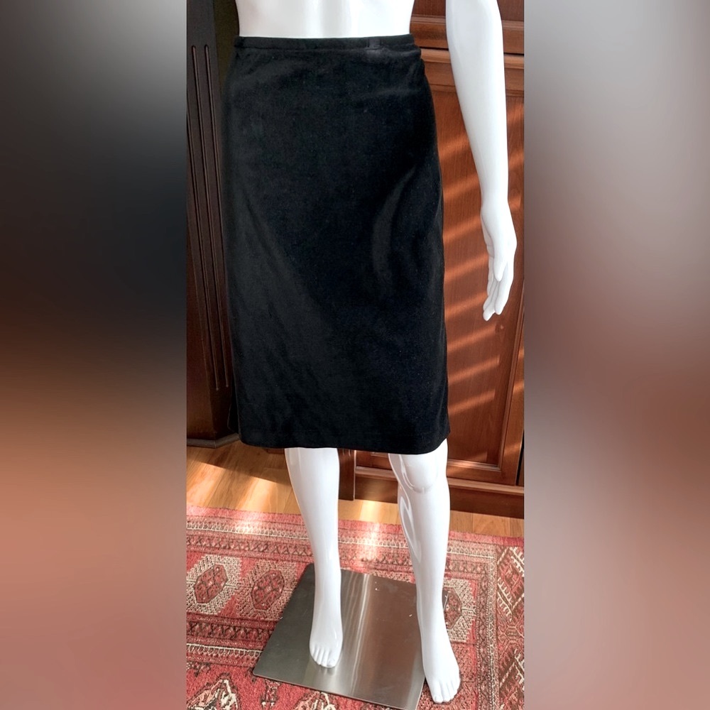 Ralph Lauren black cotton velvet mini pencil skirt just over the knee US 14 NWT